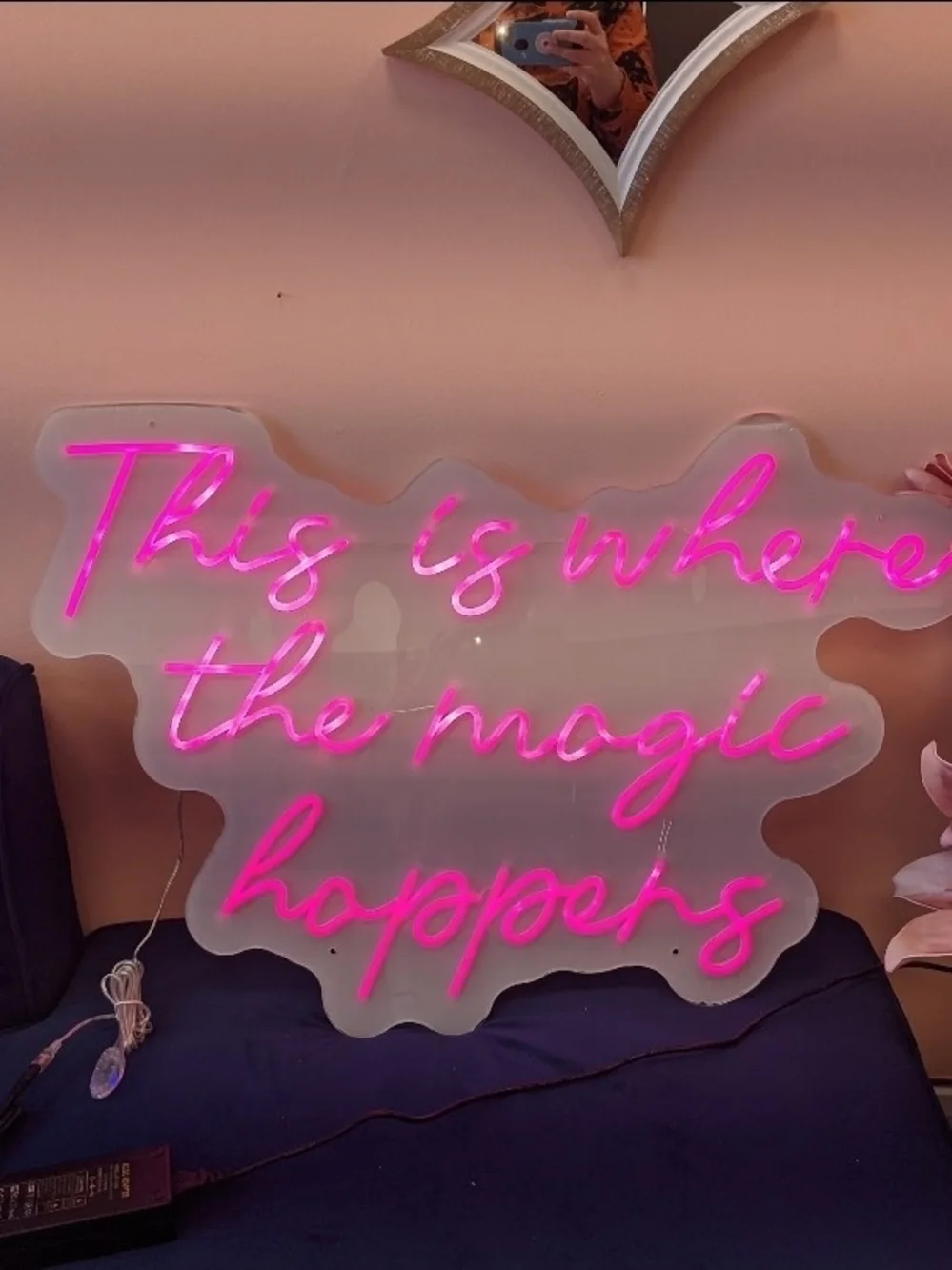 Pink Neon Script Sign - This Is Where The Magic Happens
